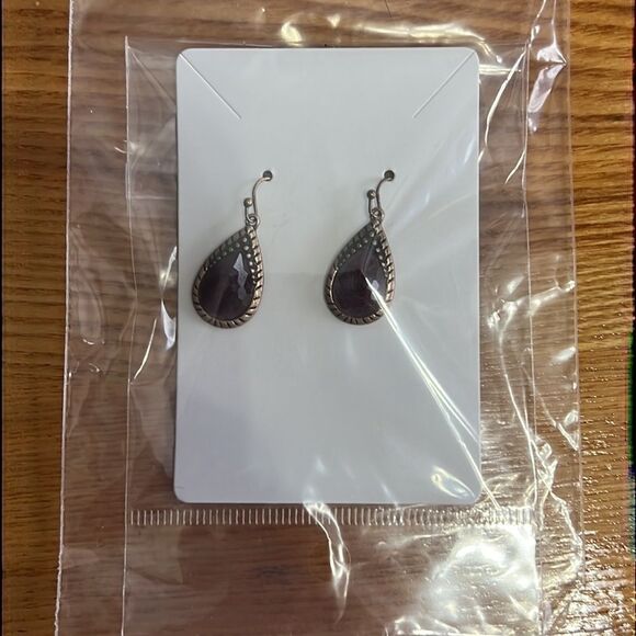 Bundle Sale 3 for $15 | Wine-Colored Teardrop Dangle Earrings - Picture 8 of 9